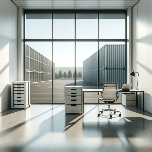 DALL·E 2024-11-26 11.04.27 - An empty office room of approximately 15 square meters inside a modern office building. The room has a minimalist design with large floor-to-ceiling w